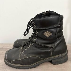 Men's Harley-Davidson Side Zip Motorcycle Boots Casper 94043 Size 9 Black VTG